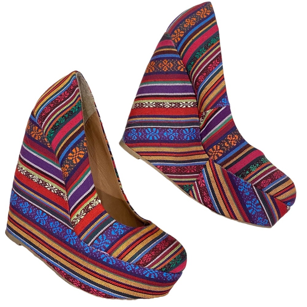 Platform wedge striped heels ❤︎